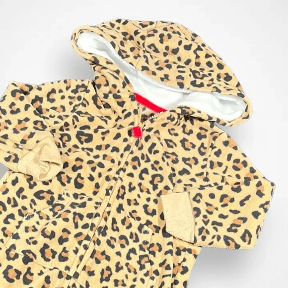 4/$20 Carter’s Fleece Cheetah Print  Sleeper/Footie - Picture 2 of 4
